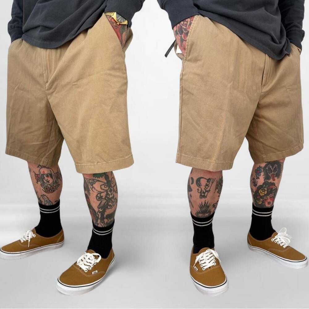 Roundtree & Yorke Casuals Flat Front Chino Shorts Khaki Size 38